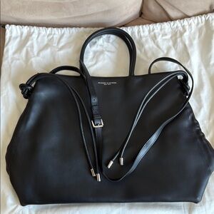 Brandon Blackwood Rouched Leather Tote Silver Accents
